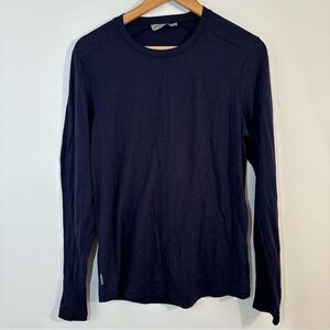 Icebreaker Cool Lite Wool Shirt Womens M Navy Longsleeve *flaw*